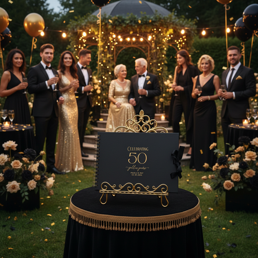50 Year Golden Anniversary A4 Black Scrapbook - Personalised