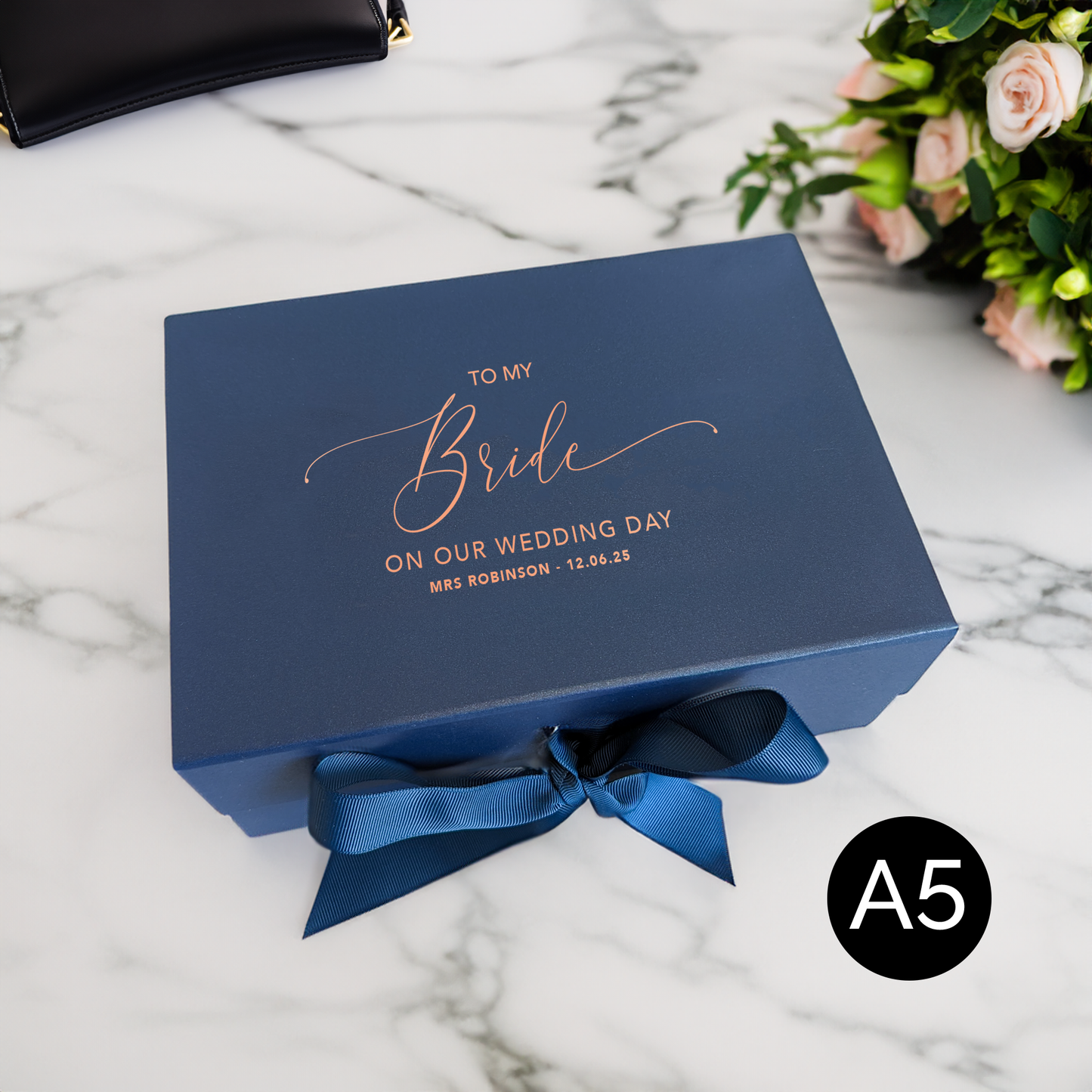 Personalised To My Bride Box - Multi Size - White, Navy & Black
