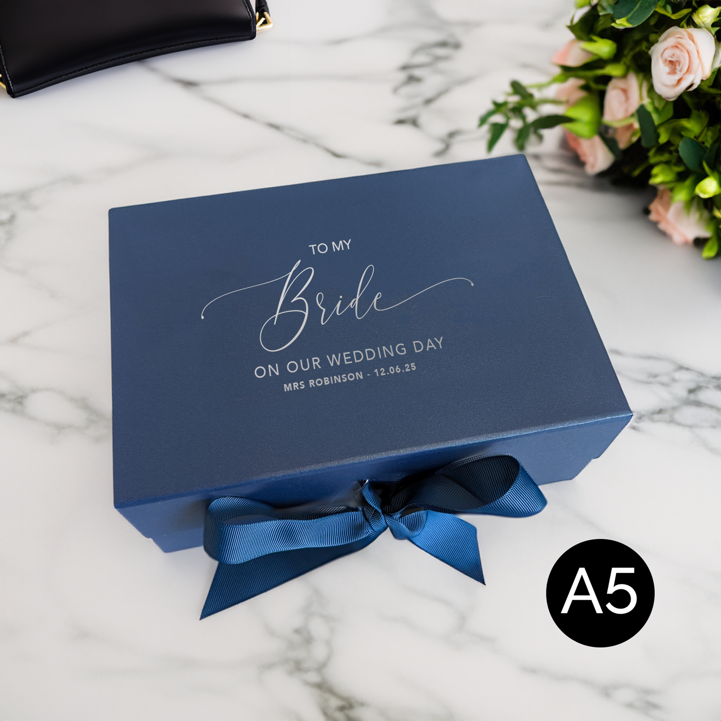 Personalised To My Bride Box - Multi Size - White, Navy & Black