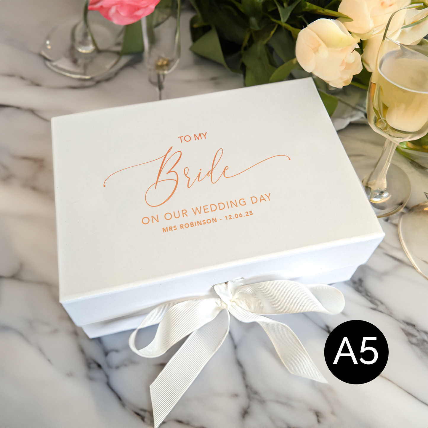 Personalised To My Bride Box - Multi Size - White, Navy & Black