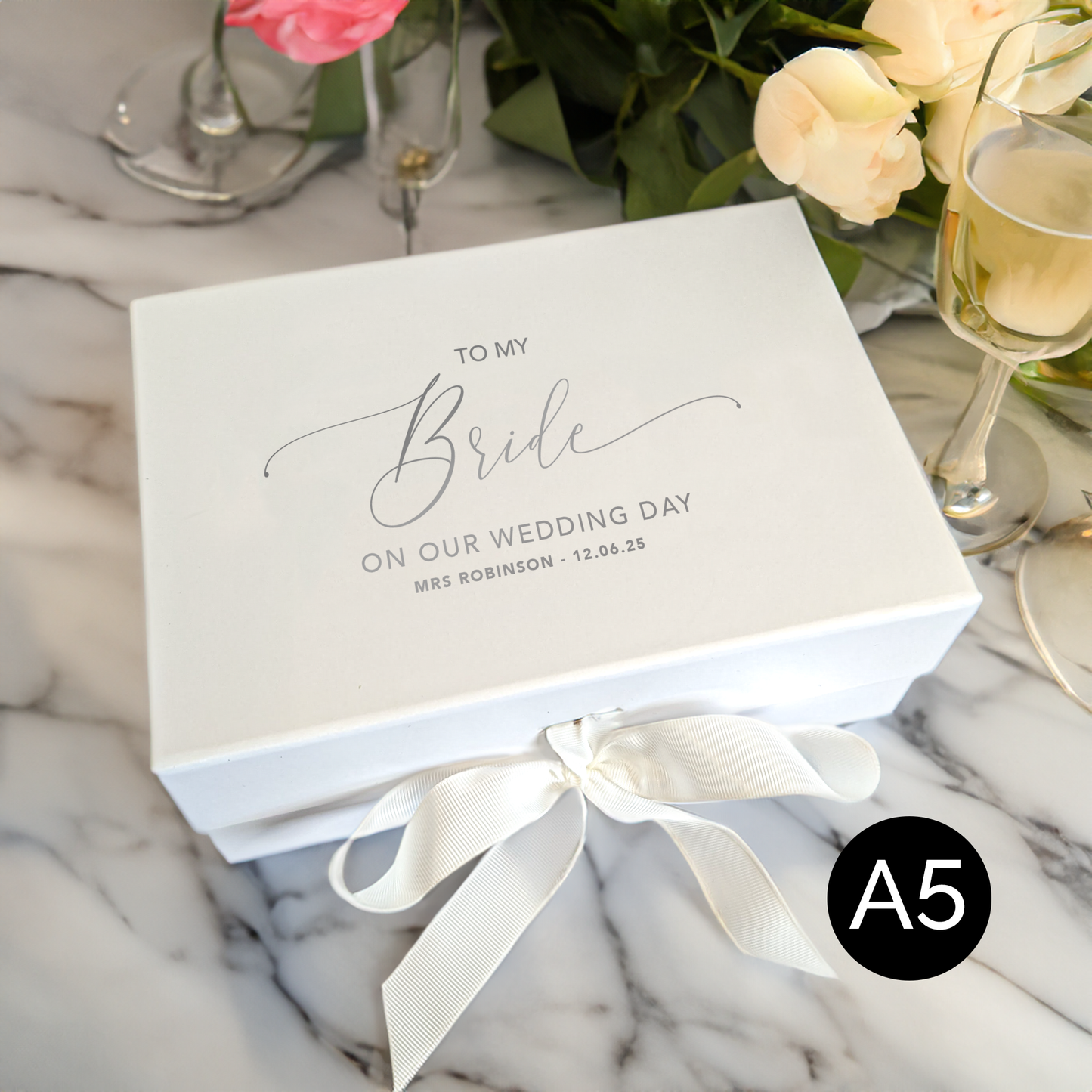 Personalised To My Bride Box - Multi Size - White, Navy & Black