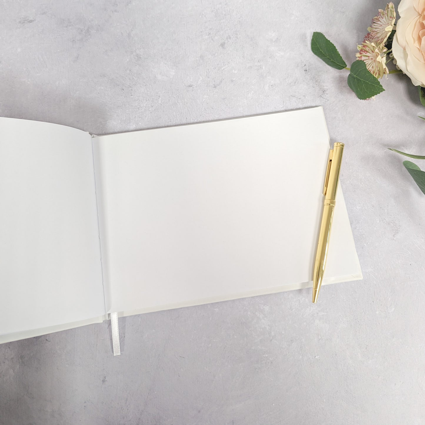 A5 Wedding Guest Book - Personalised with Real Foil - Black & White - Vertical Style