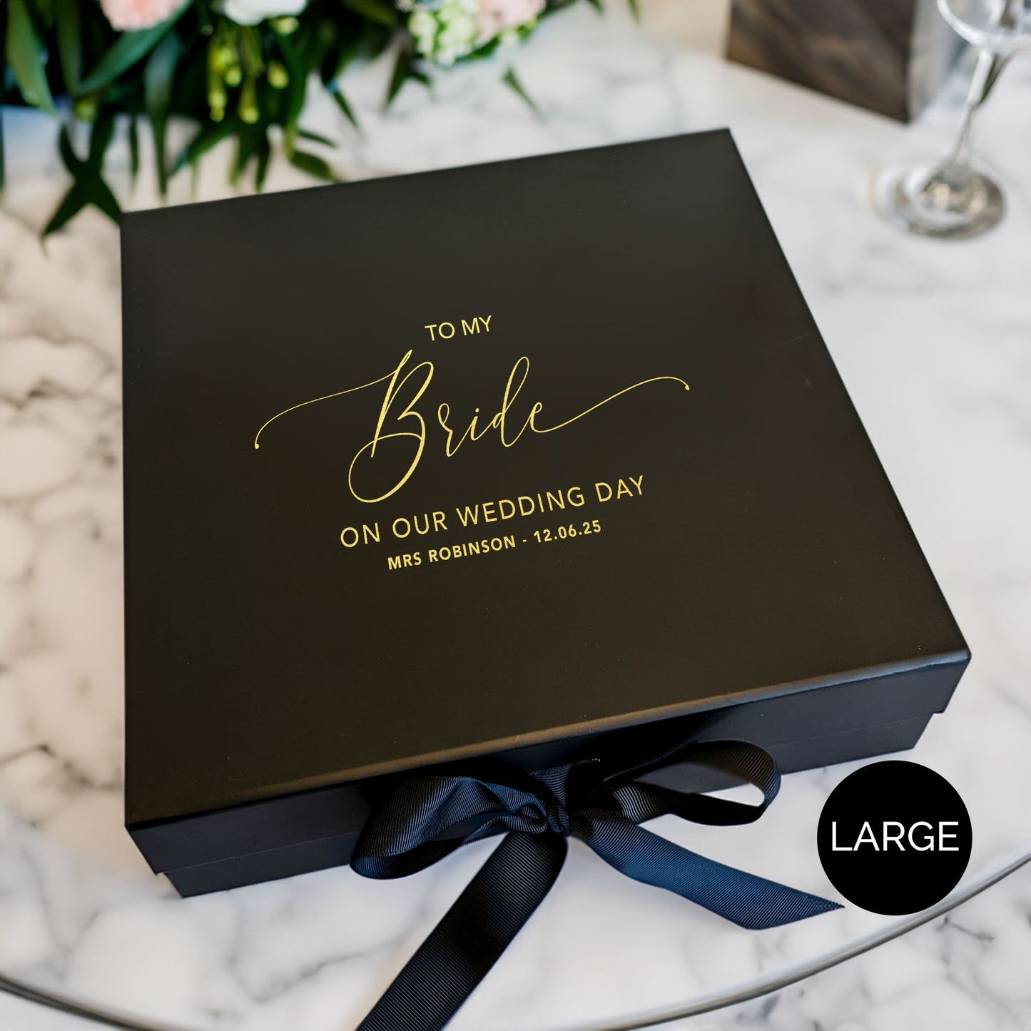 Personalised To My Bride Box - Multi Size - White, Navy & Black