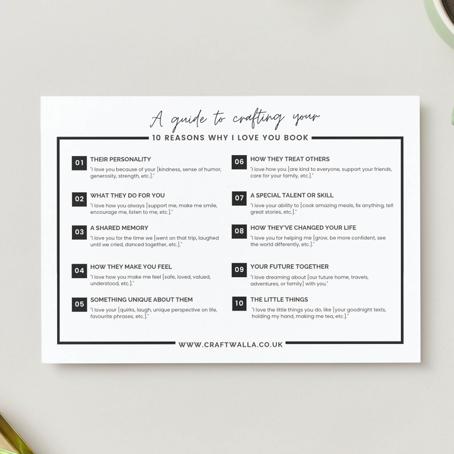10 Reasons Why I love You - Personalised A6 Booklet
