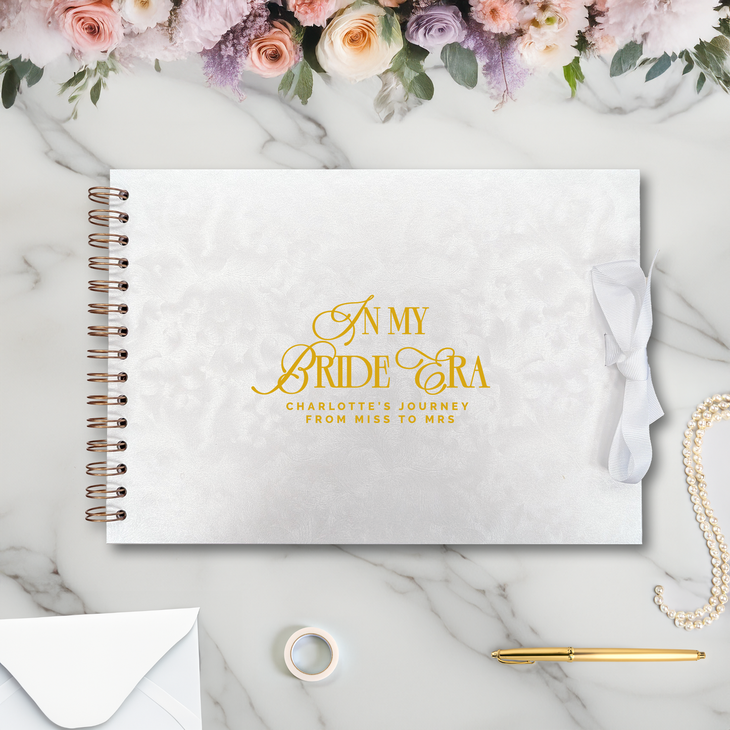 In my Bride Era A4 Scrapbook - Pearl Edition - Personalised Miss to Mrs