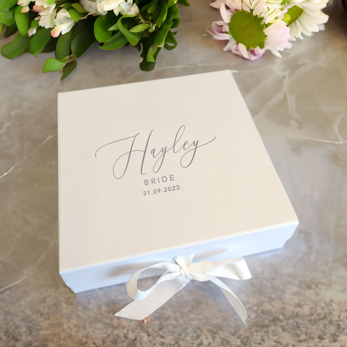 Personalised Wedding Gift Box for Bride or Groom - White, Navy & Black - Multi Size - Large, A4 and XL