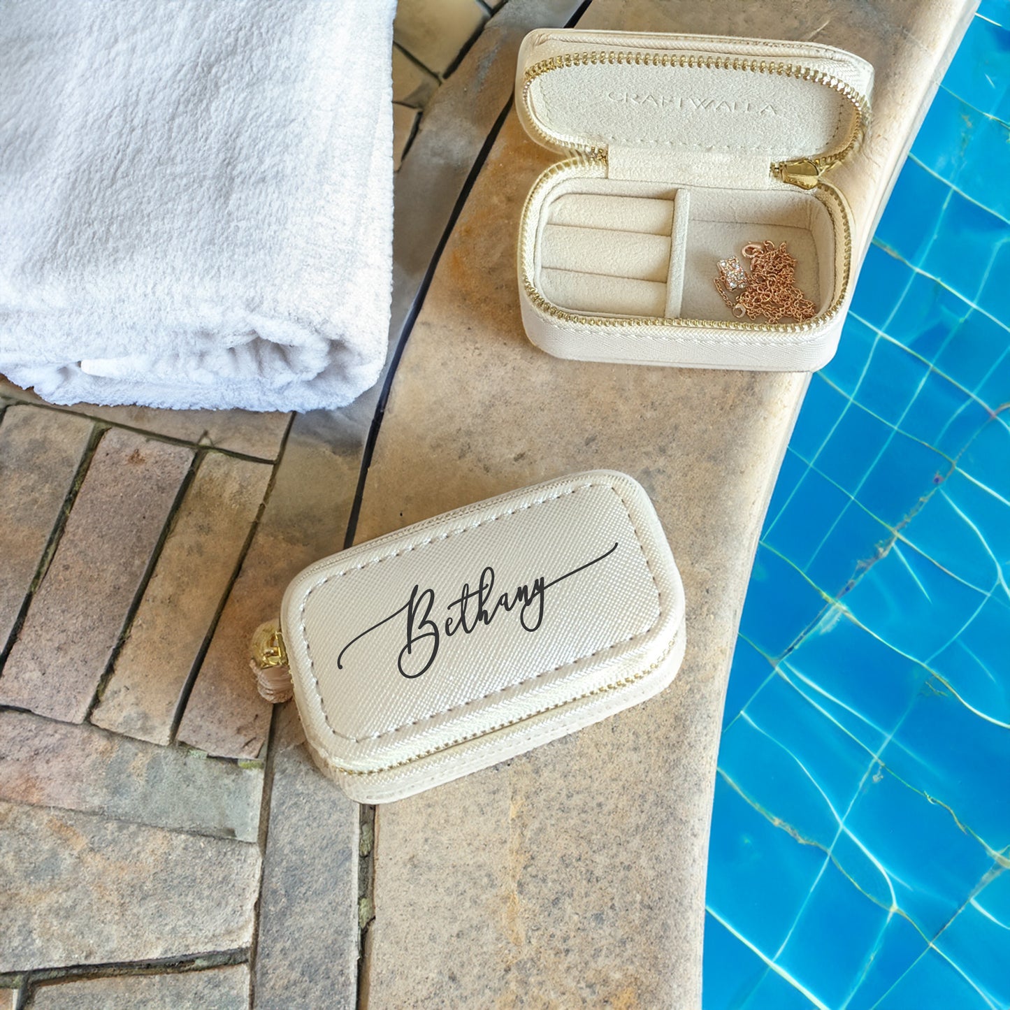 Mini Pearl Travel Jewellery Box - Personalised