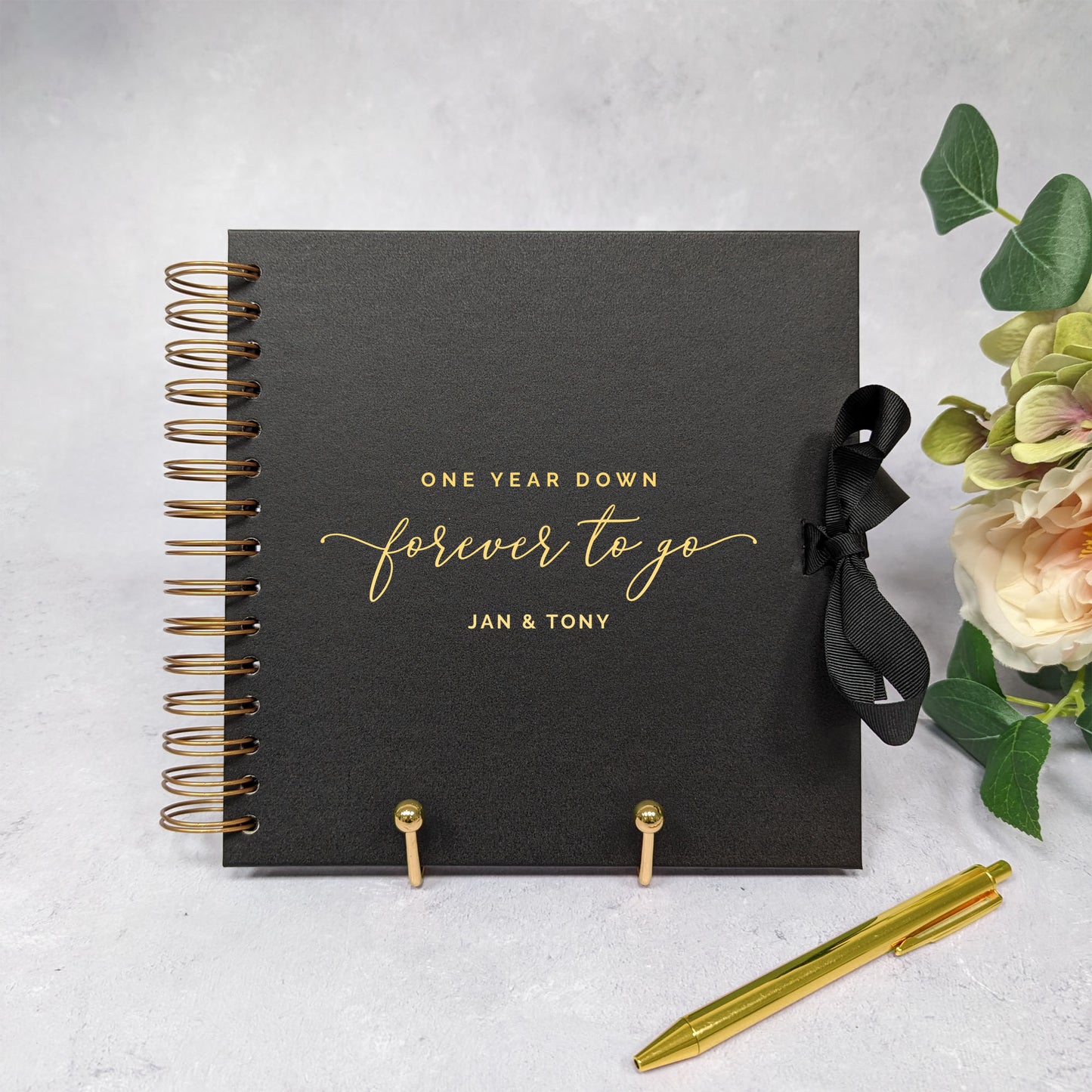Personalised Anniversary Scrapbook - 'One Year Down, Forever to Go' - 8x8"