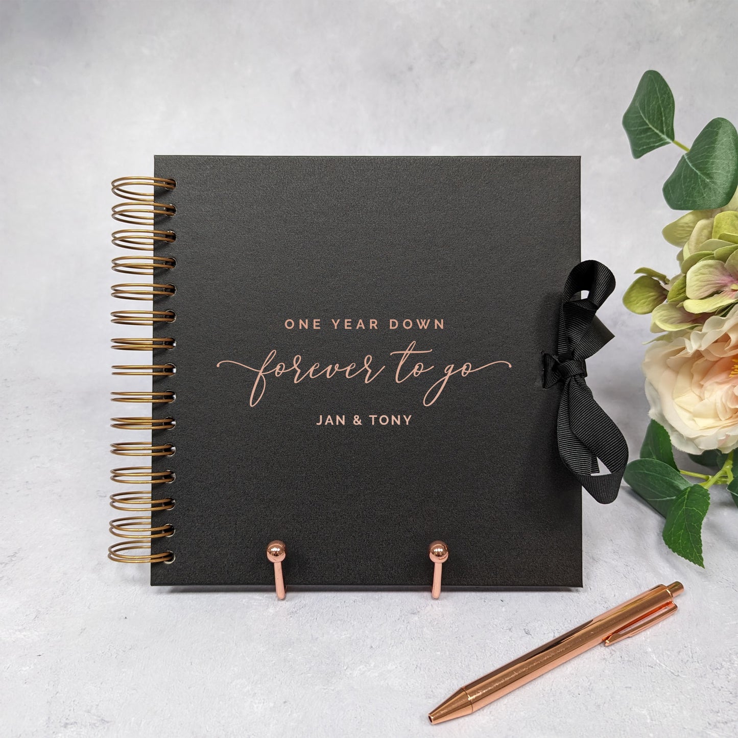 Personalised Anniversary Scrapbook - 'One Year Down, Forever to Go' - 8x8"