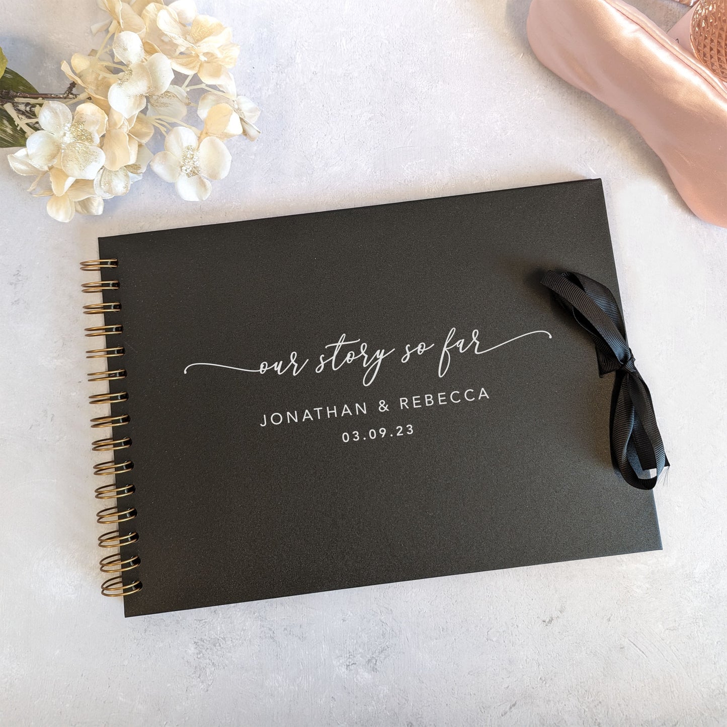 Personalised A4 Couple Scrapbook for First Anniversary or Wedding - Our Story So Far - Real Foil