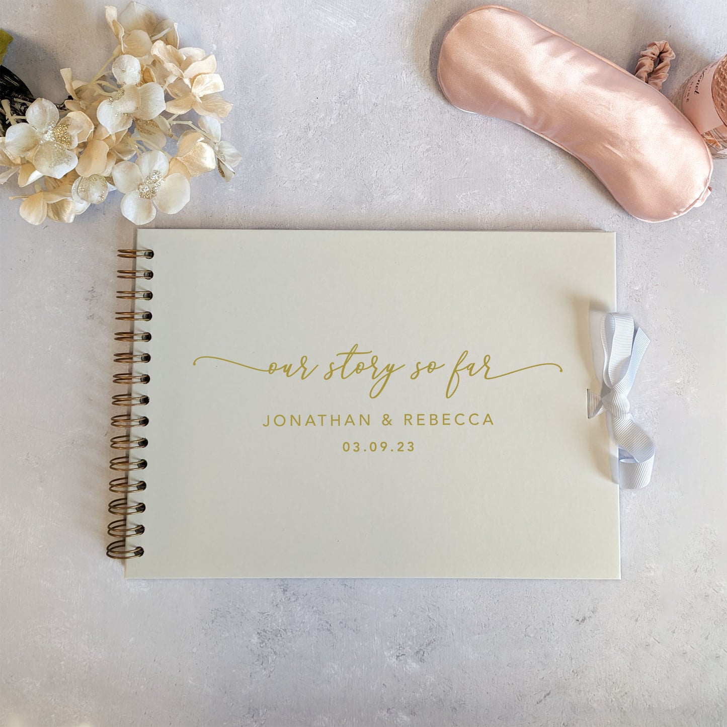 Personalised A4 Couple Scrapbook for First Anniversary or Wedding - Our Story So Far - Real Foil
