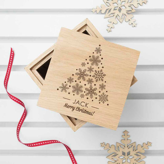 Christmas Oak photo cube