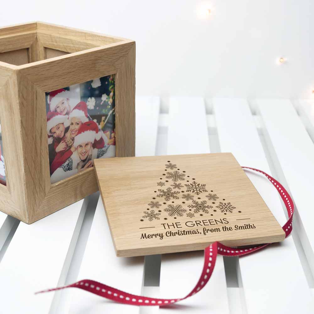 Christmas Oak photo cube