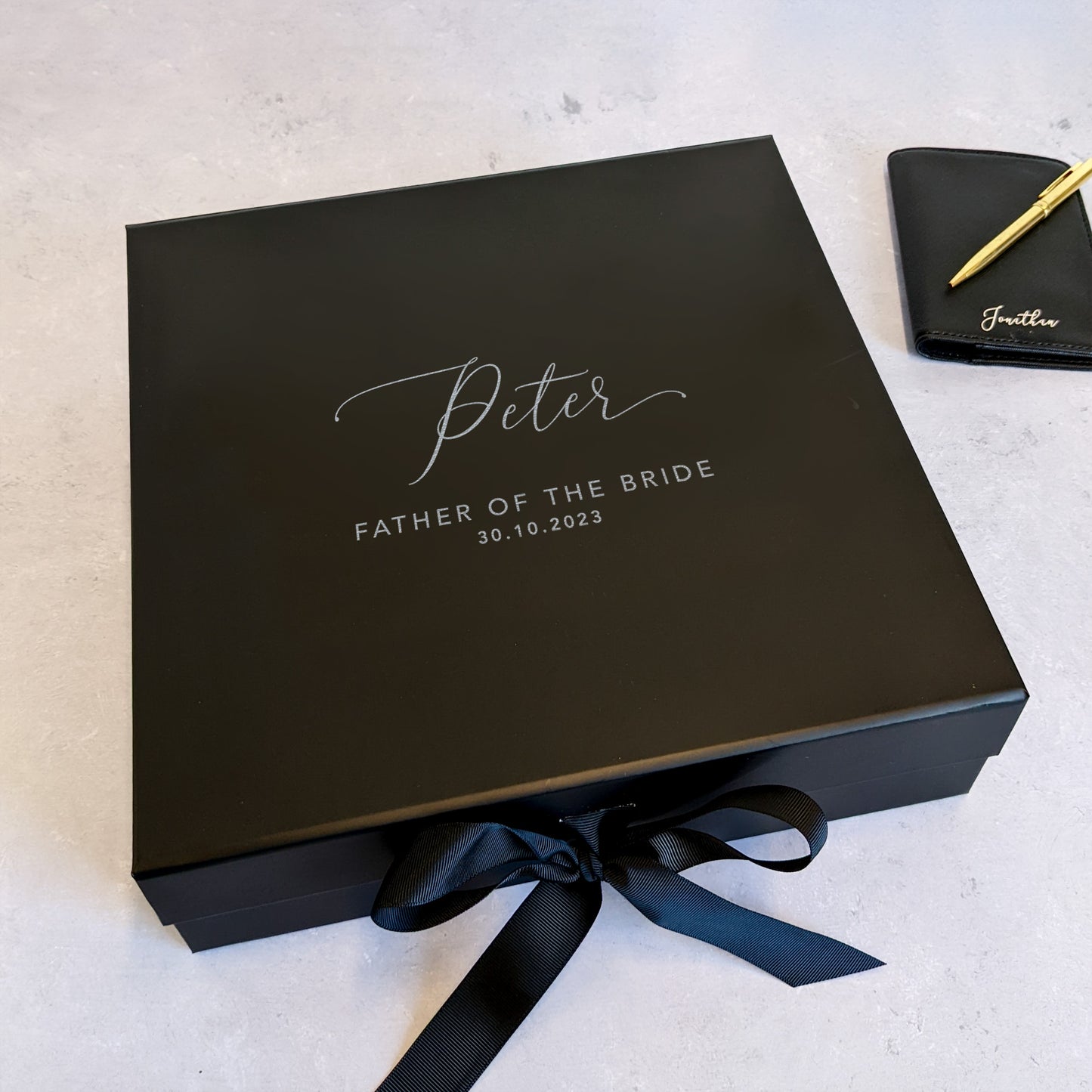 Personalised Wedding Gift Box for Bride or Groom - White, Navy & Black - Multi Size - Large, A4 and XL