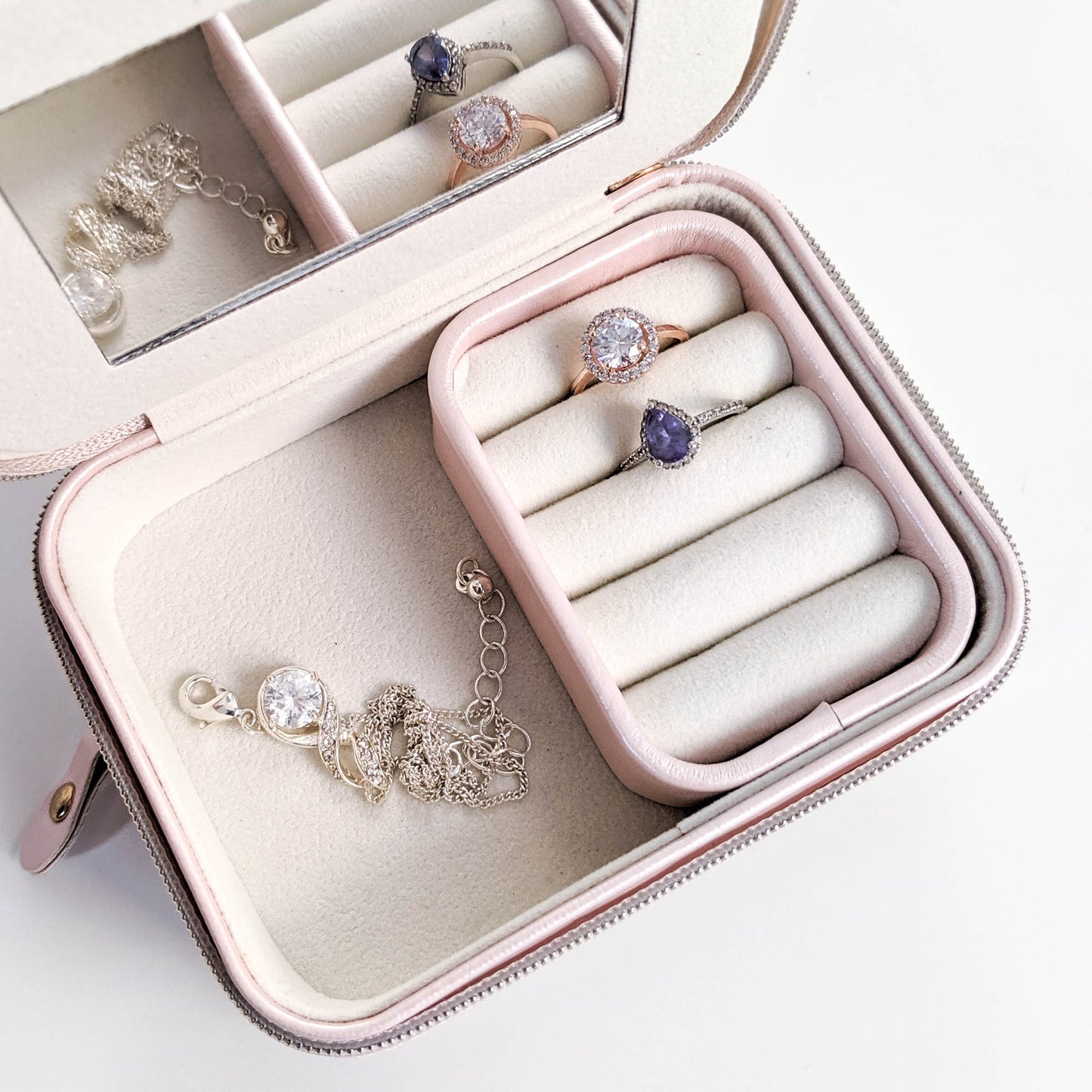Bridesmaid Proposal with Blush Pink Travel Jewellery Case - Personalised