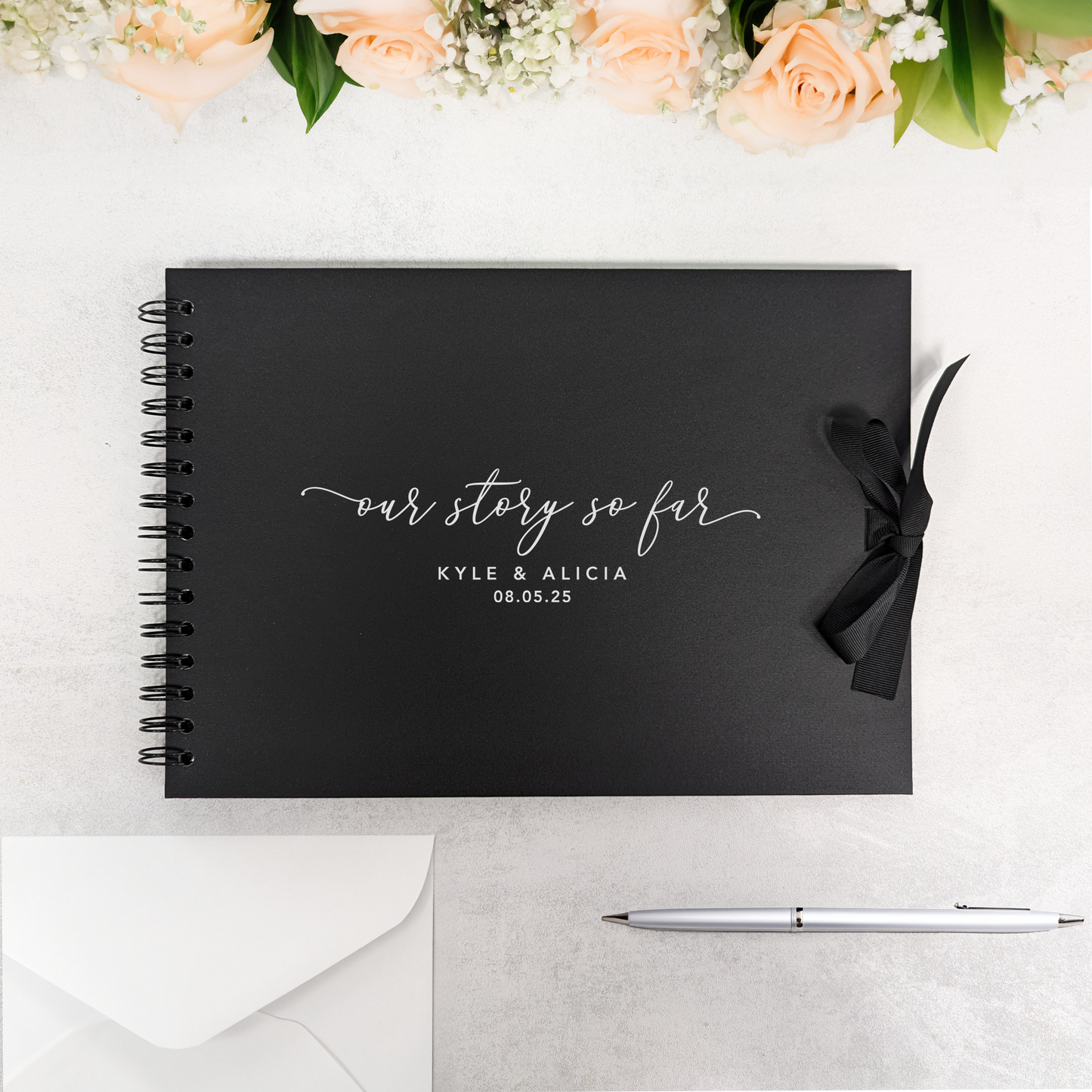 Personalised A4 Couple Scrapbook for First Anniversary or Wedding - Our Story So Far - Real Foil