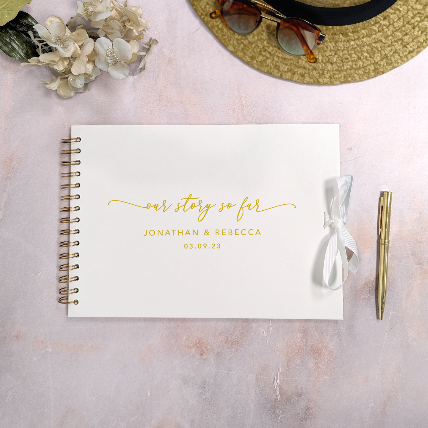 Personalised A4 Couple Scrapbook for First Anniversary or Wedding - Our Story So Far - Real Foil