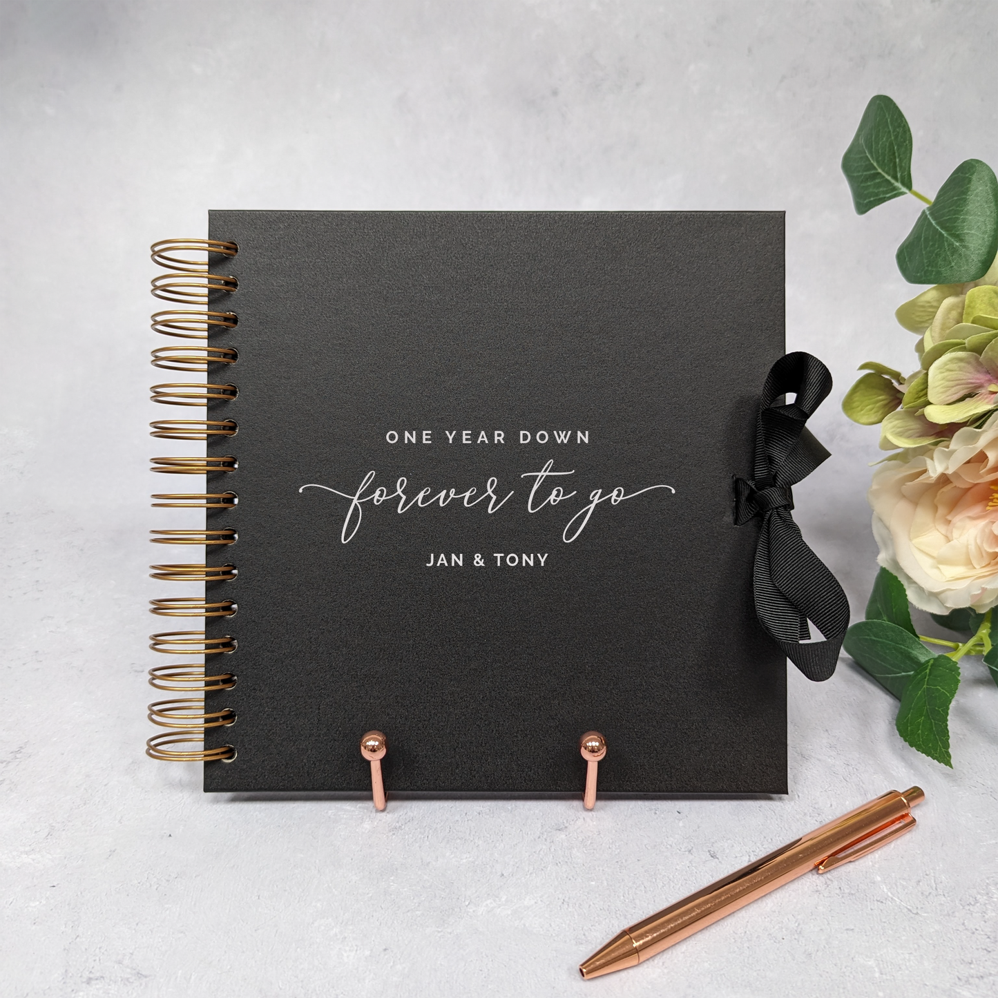 Personalised Anniversary Scrapbook - 'One Year Down, Forever to Go' - 8x8"