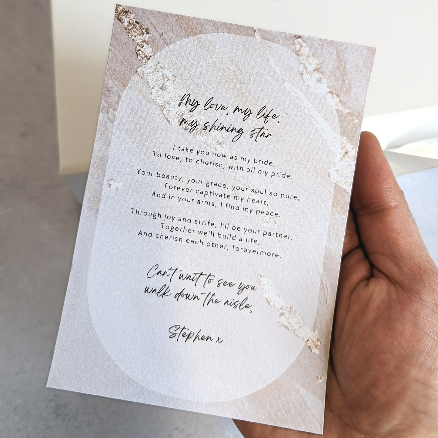 Wedding Day Card to Bride from Groom - Poem - Personalised