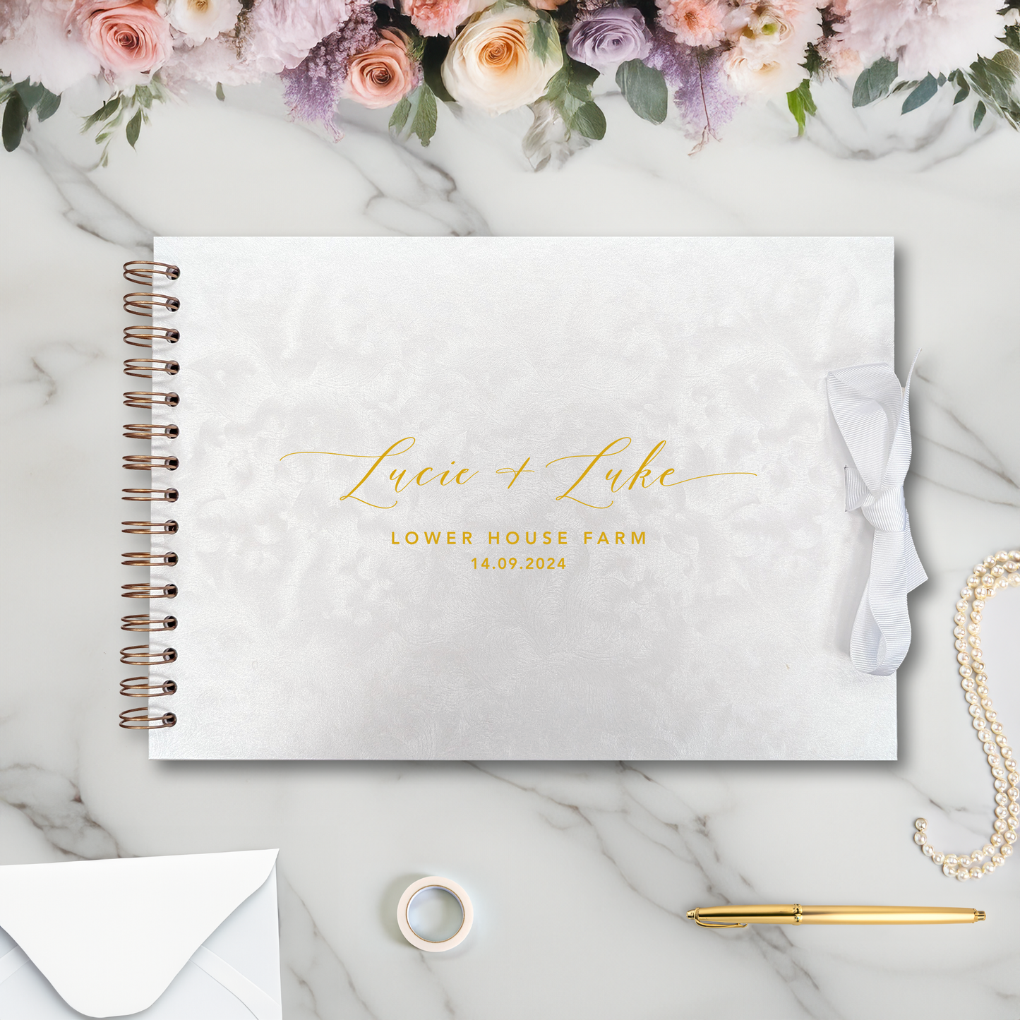 Calligraphy Style Personalised Wedding Guestbook A4