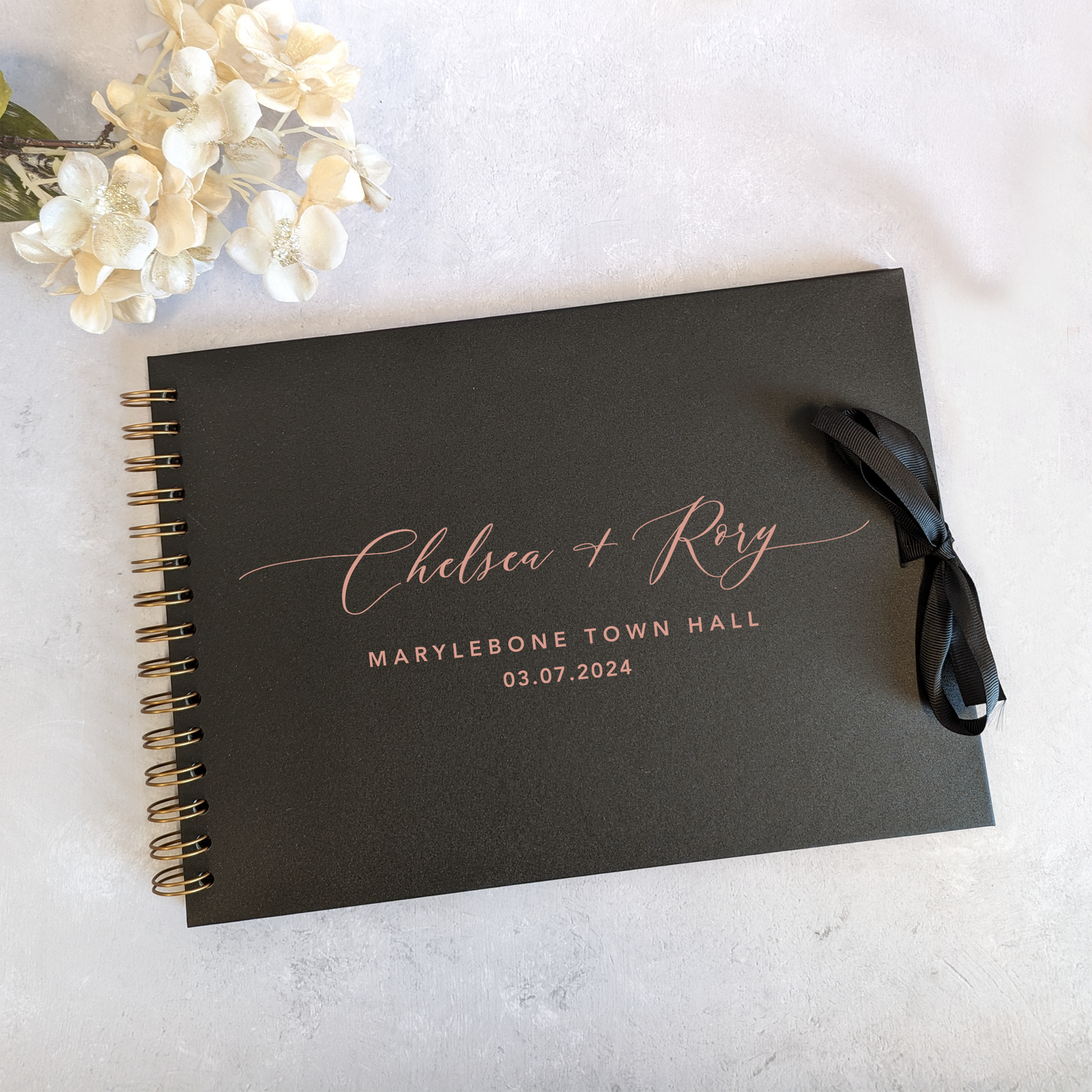Calligraphy Style Personalised Wedding Guestbook A4
