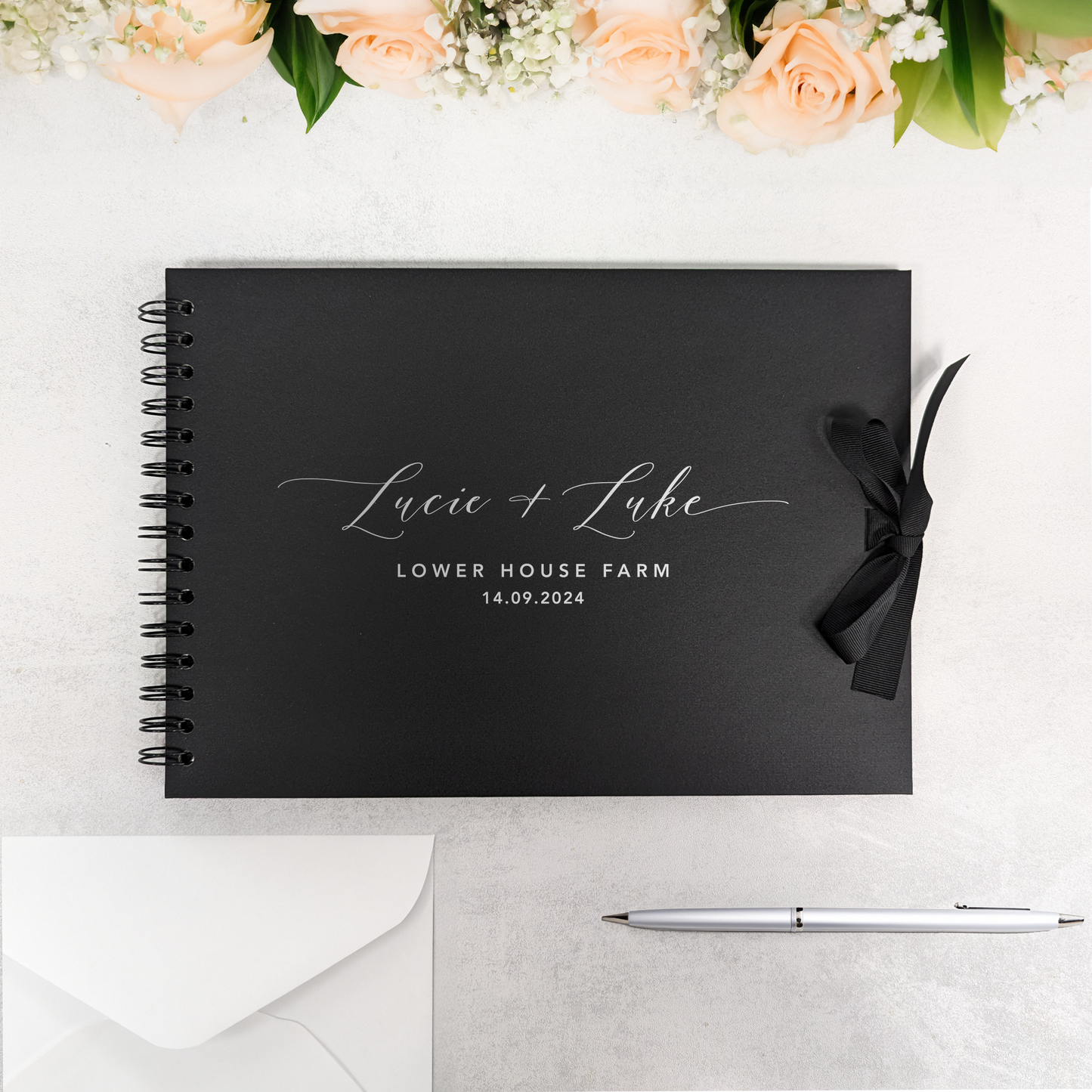 Calligraphy Style Personalised Wedding Guestbook A4