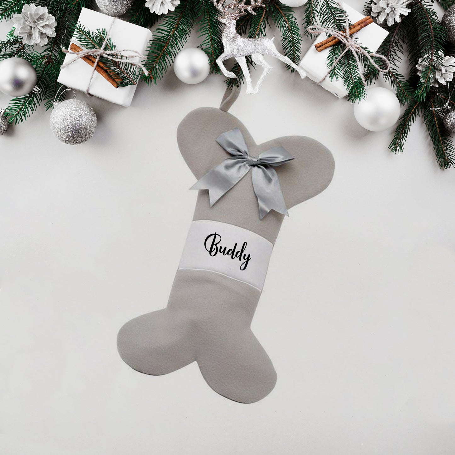 Personalised Dog Christmas Stocking with bow
