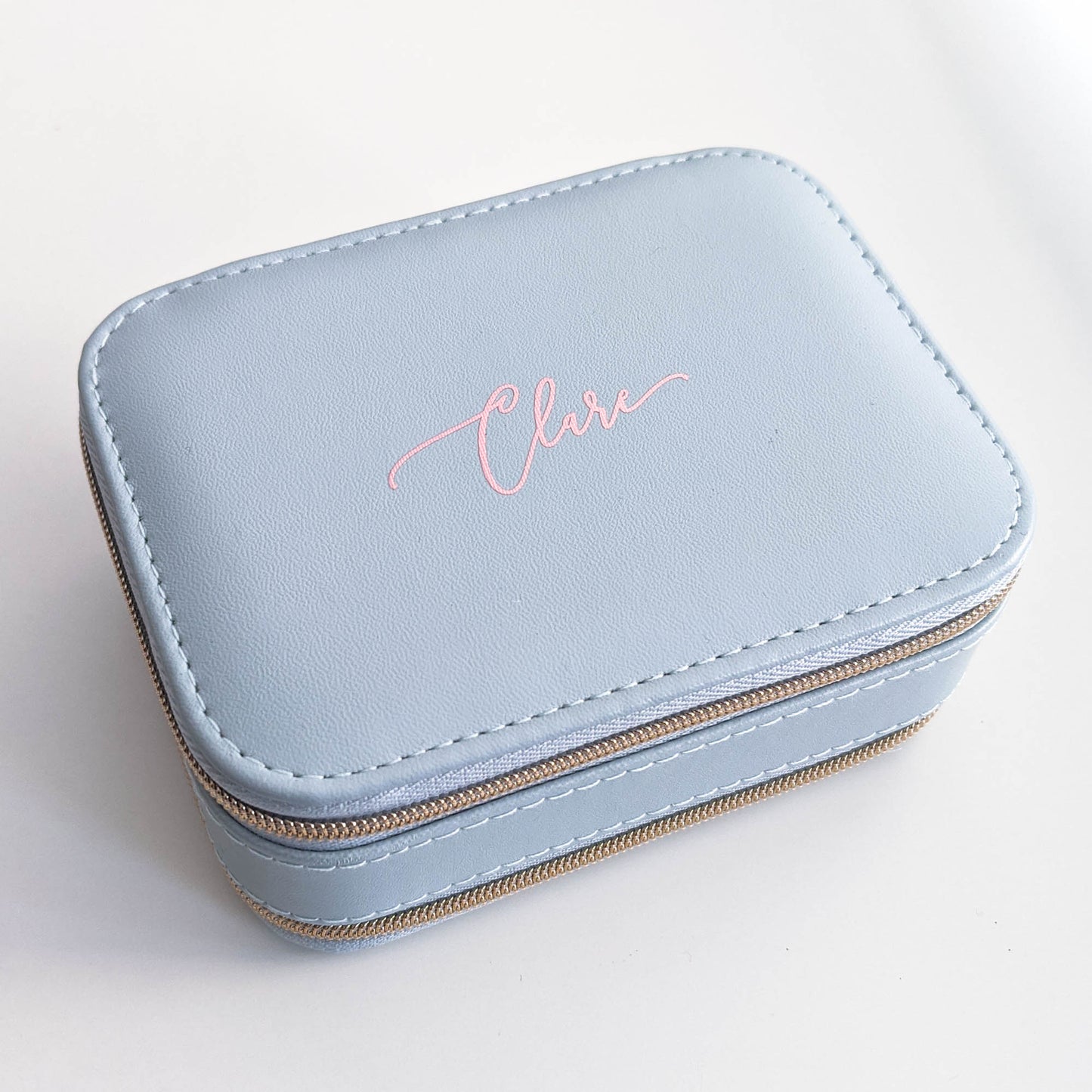 Pearl Blue Travel Jewellery Box - Personalised