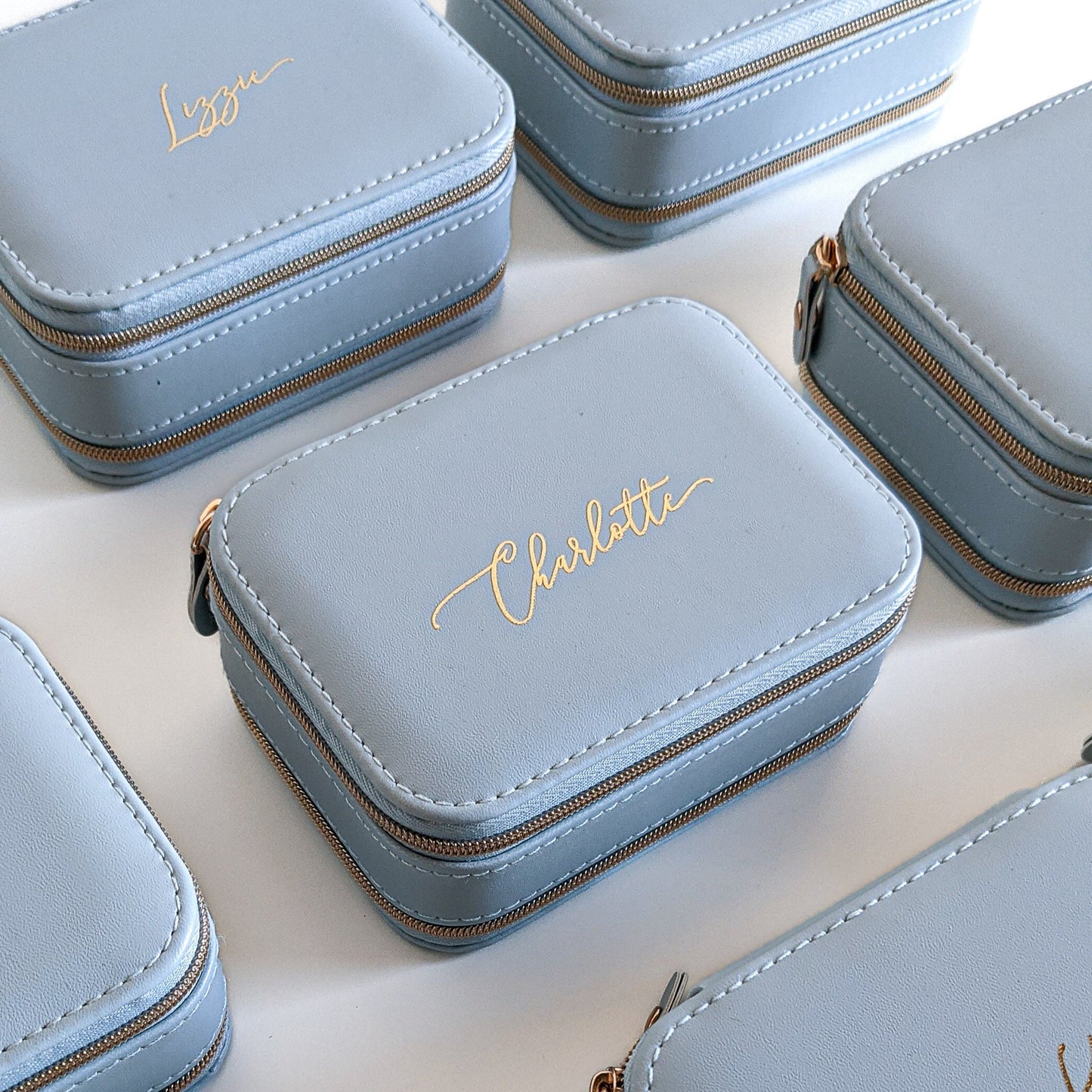 Pearl Blue Travel Jewellery Box - Personalised