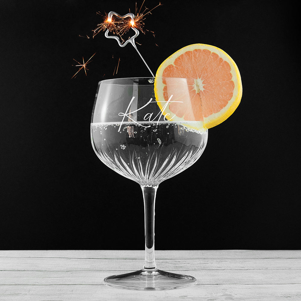 Personalised Gin Balloon Glass - Crystal Cut - Engraved