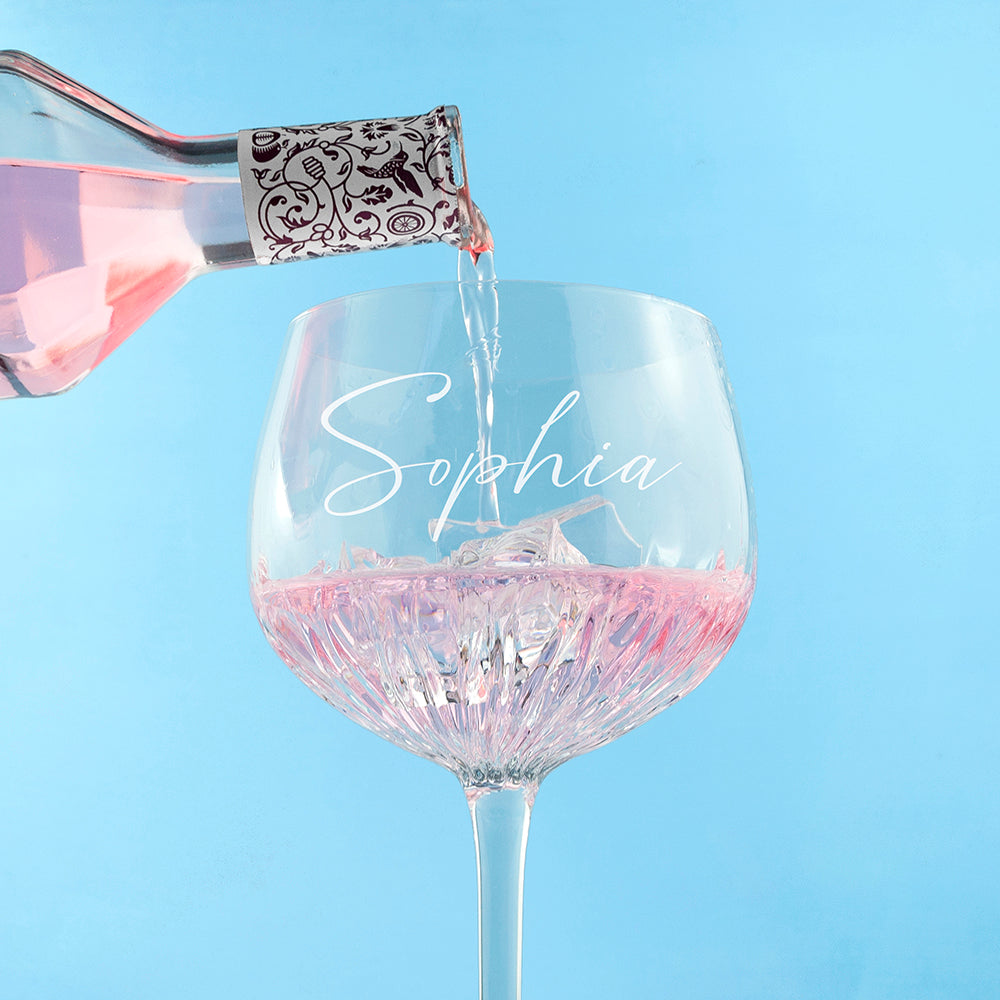 Personalised Gin Balloon Glass - Crystal Cut - Engraved