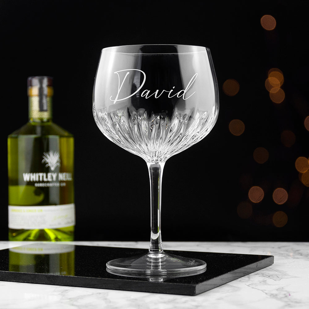 Personalised Gin Balloon Glass - Crystal Cut - Engraved