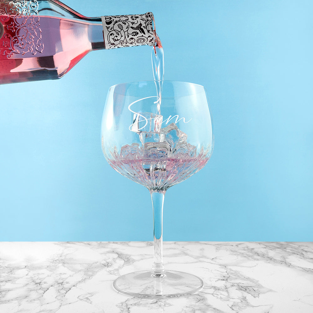 Personalised Gin Balloon Glass - Crystal Cut - Engraved