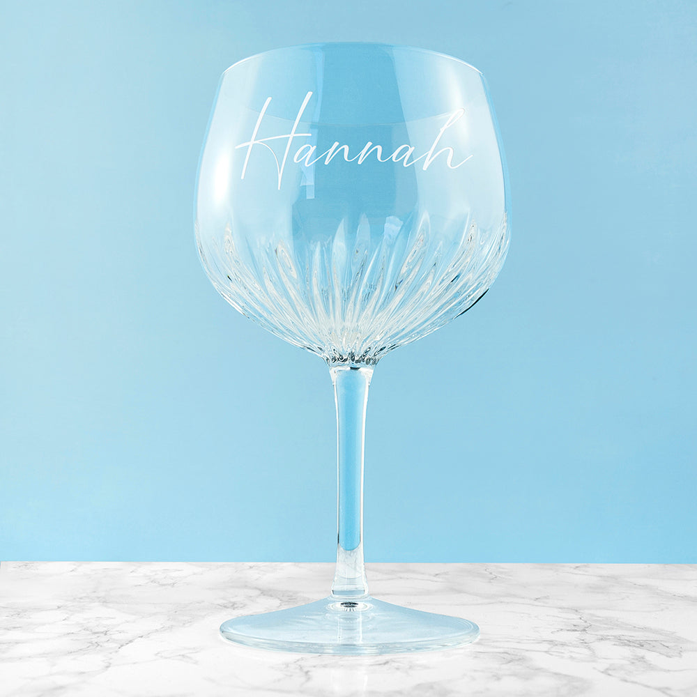 Personalised Gin Balloon Glass - Crystal Cut - Engraved