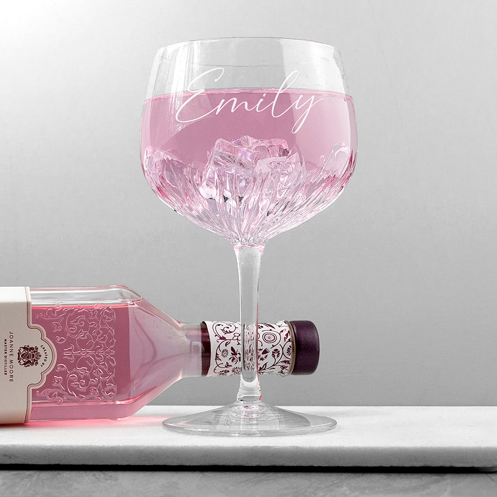 Personalised Gin Balloon Glass - Crystal Cut - Engraved
