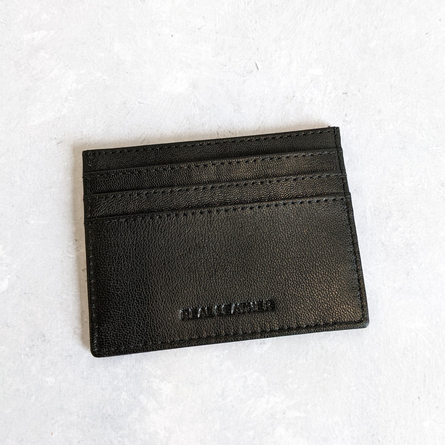 Personalised Credit Card Holder - Unisex - Genuine Leather - Black and Navy