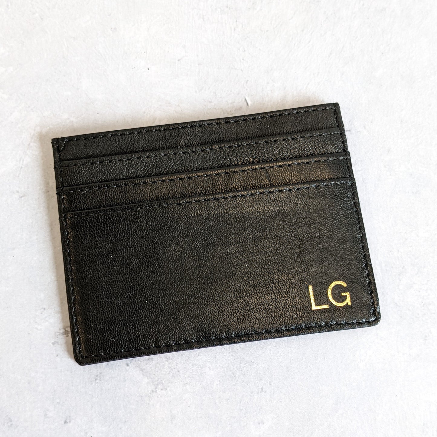 Personalised Credit Card Holder - Unisex - Genuine Leather - Black and Navy