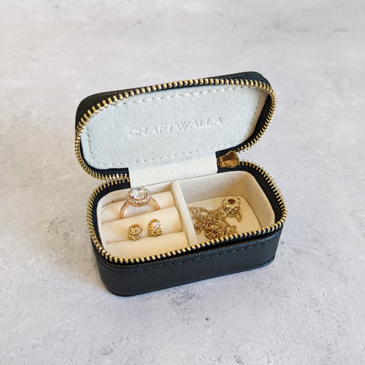 Mini Black Travel Jewellery Box - Personalised