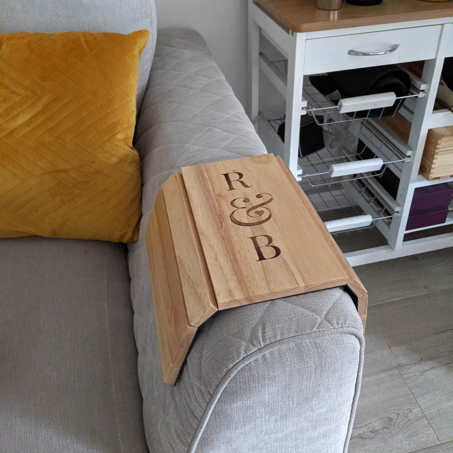Personalised Wooden Sofa Tray - Initials