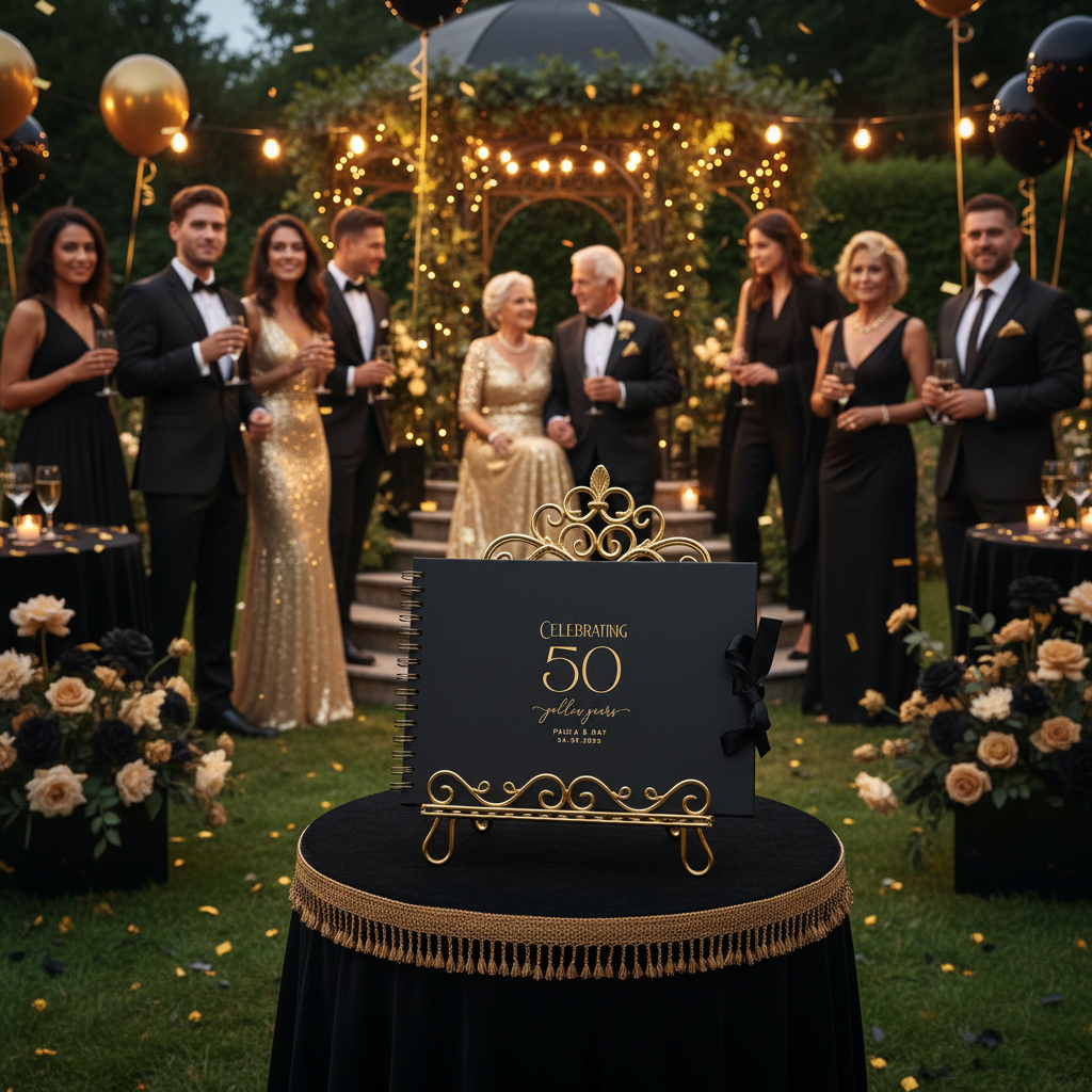 50 Year Golden Anniversary A4 Black Scrapbook - Personalised