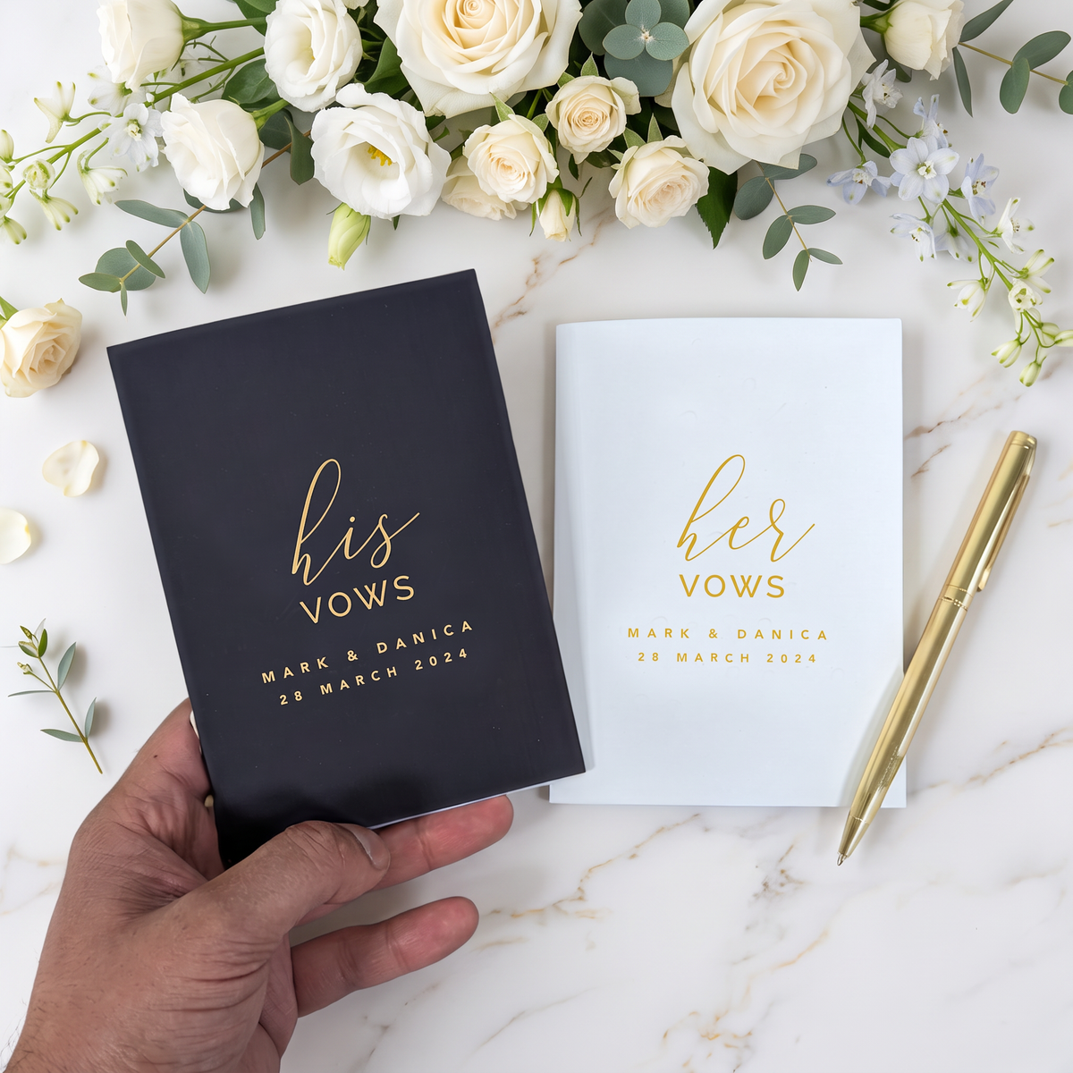 Vow Books - His & Hers - Personalised - A6 – Personalised Scrapbook Memory Book Photo Album