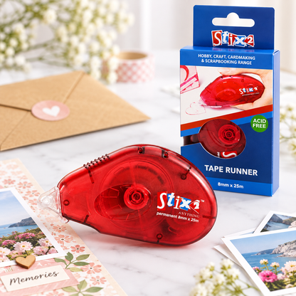 Stix2 Double Sided Tape Runner – Acid-Free Scrapbooking Adhesive | 8mm x 25m