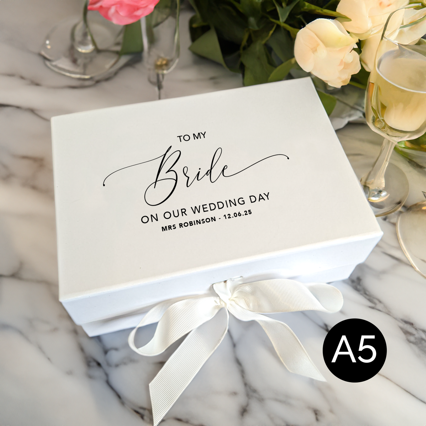 Personalised To My Bride Box - Multi Size - White, Navy & Black
