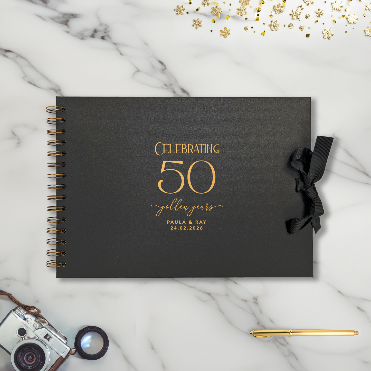 50 Year Golden Anniversary A4 Black Scrapbook - Personalised