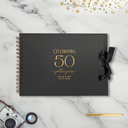 50 Year Golden Anniversary A4 Black Scrapbook - Personalised