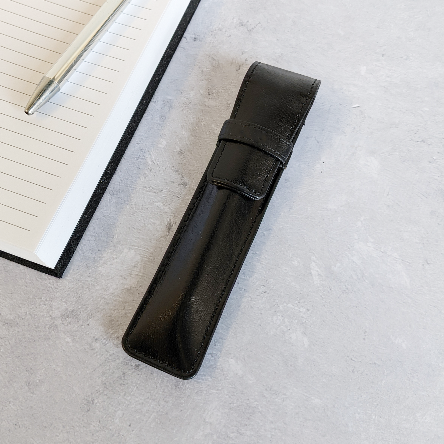Pen Case - Real Leather - Black and Brown - Holder Pouch Active