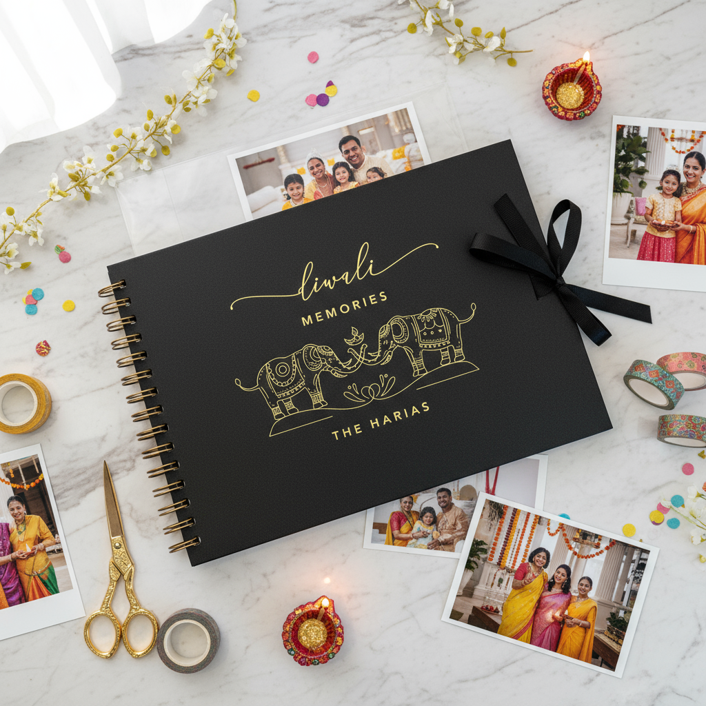 Diwali Memories Family A4 Scrapbook Album - Personalised