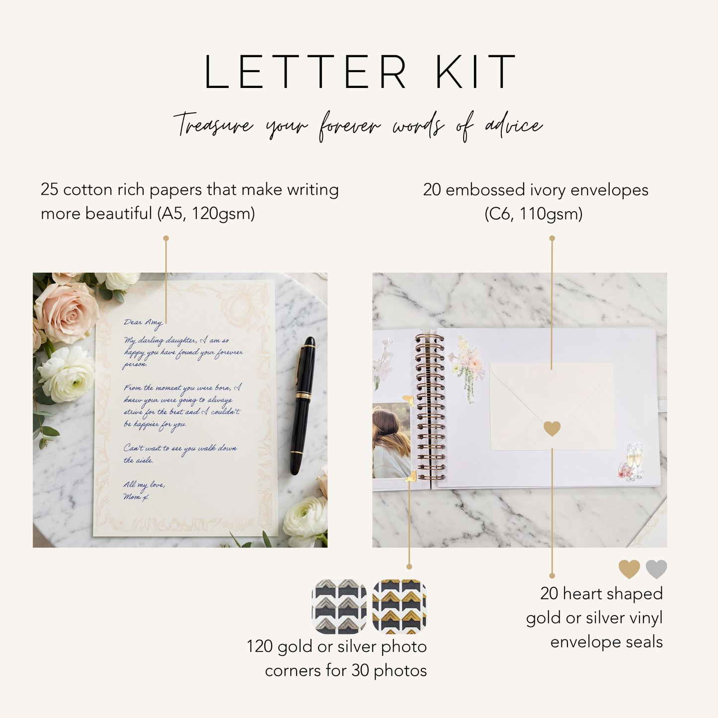Letters to the Bride Scrapbook – Personalised Wedding Memory Book Photo Album