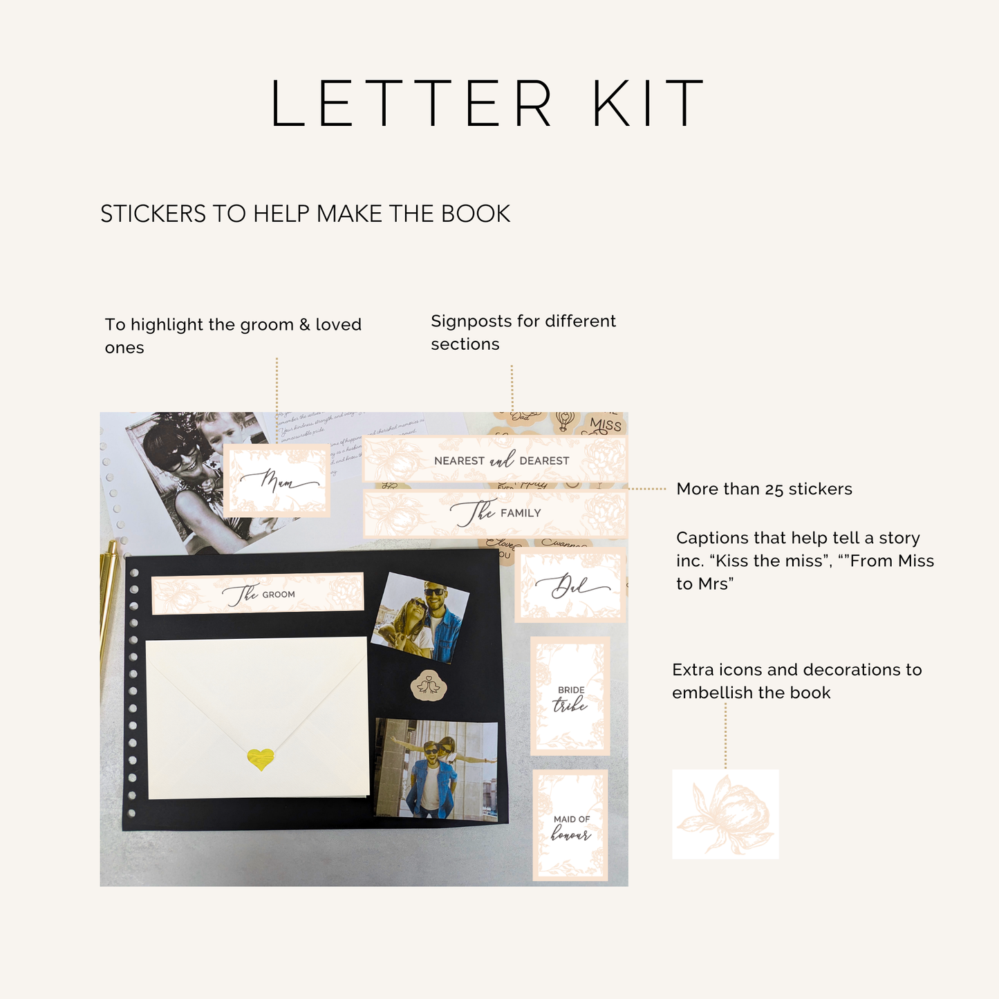 Letters to the Bride A4 Scrapbook Album - Elegant Style - Personalised