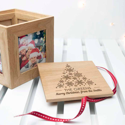 Christmas Oak photo cube